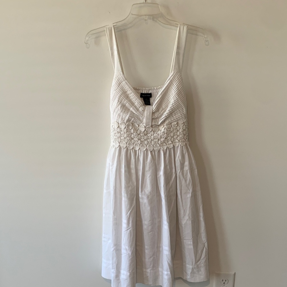 Spense White Crochet Detail Midi cotton blend Dress 10. NWOT lined